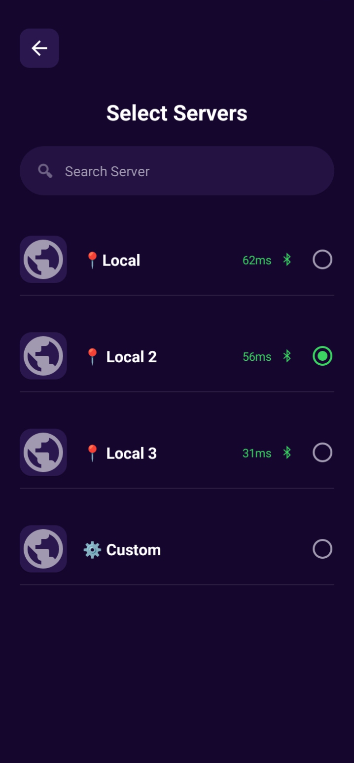 Server Selection Screen